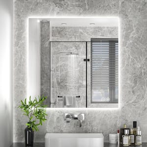 36 in. W x 36 in. H Rectangular Frameless LED Light 3 Color Dimmable Anti-Fog Wall Bathroom Vanity Mirror with Backlit