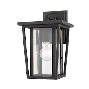 1-Light Oil Rubbed Bronze Outdoor Wall Sconce with Clear Glass