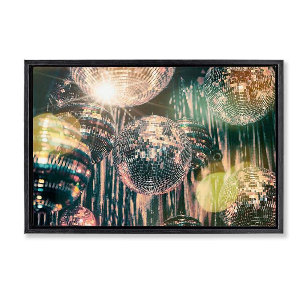 Disco Balls with Bokeh by Graffi*tee Studios Black Floater Frame Music Graphic Art Print 21 in. x 31 in. price history on PriceWatchPro