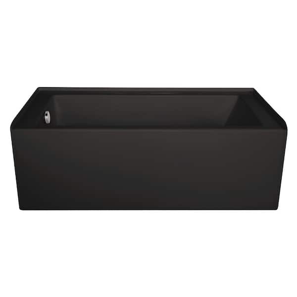 Hydro Systems Sydney Shallow Depth 60 in. Right Hand Drain Rectangular Alcove Whirlpool Bathtub in Black