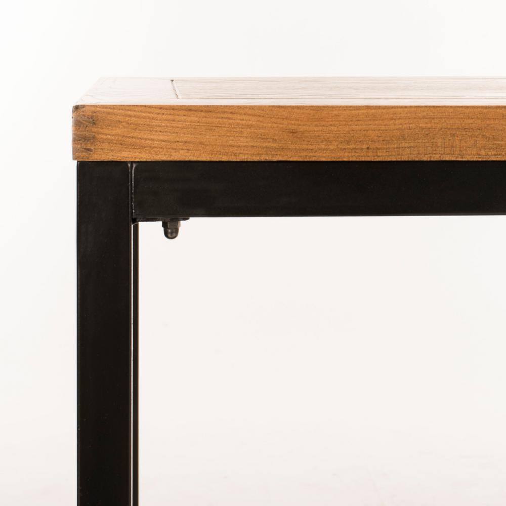Dennis Brown Oak and Iron Rectangular Console Table with Storage