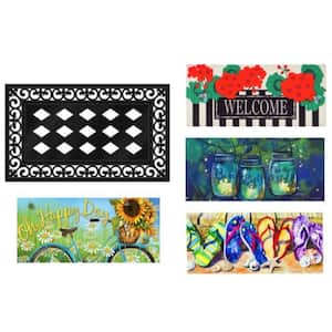 22 in. x 10 in. Spring and Summer Sassafras Switch Mat Collection w/ Decorative Rubber Frame (Set of 5)