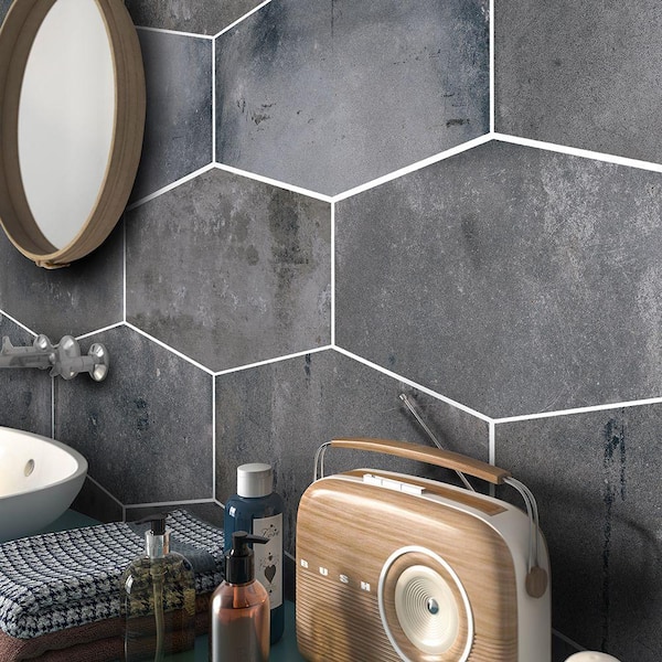 Jeffrey Court Castle Rock Gray 9.5 in. x 19.25 in. Matte Porcelain Hexagon Floor and Wall Tile (12.15 sq. ft. / case) Jeffrey Court Castle Rock Gray 9.5 in. x 19.25 in. Matte Porcelain Hexagon Floor and Wall Tile (12.15 sq. ft. / case)