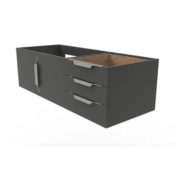 castellousa Alpine 47.75 in. W x 18.75 in. D x 14.25 in. H Bath Vanity Cabinet without Top in Matte Black with Chrome Trim