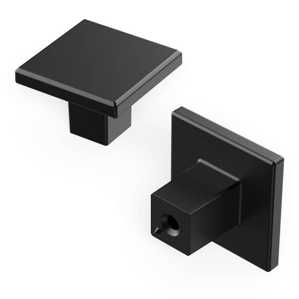 Heritage Designs 1-3/16 in. Modern Square Cabinet Knob Matte Black Handle for Kitchen, Bathroom, Furniture (10-Pack)