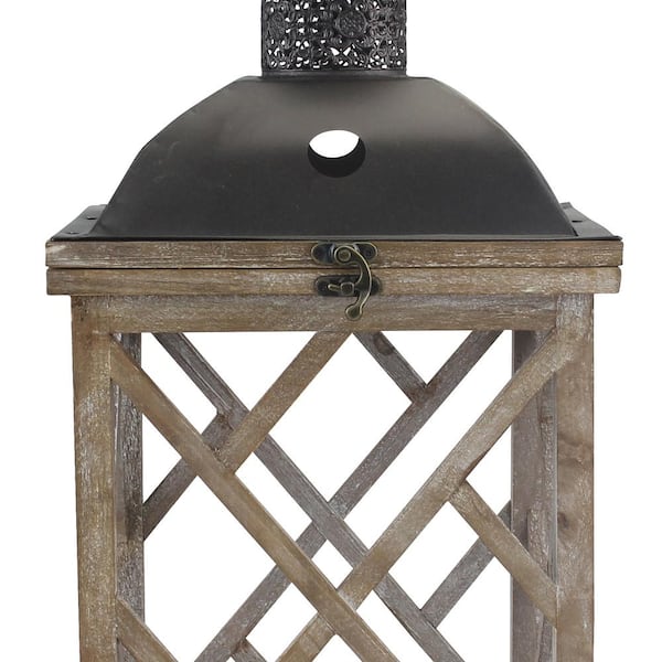 Stonebriar Collection Brown Rustic Candle Hurricane Lantern SB-5174C - The  Home Depot