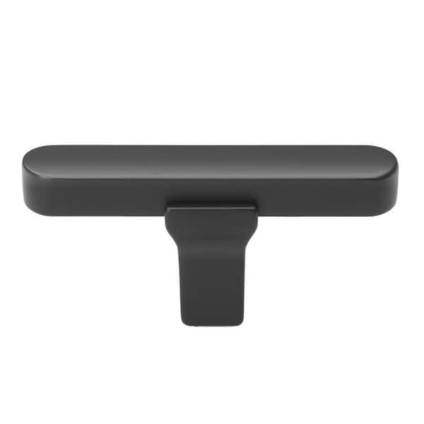 GLIDERITE 2-1/4 in. Matte Black Finish Solid Flat T-Bar Cabinet Knob (10-Pack)