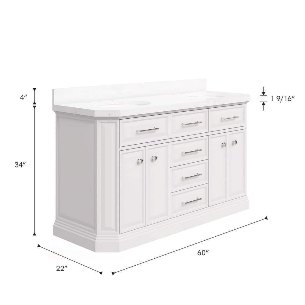 Palace 60'' Pure White Double Vanity with Quartz Top