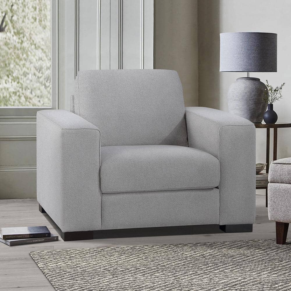 Solaris 44" Gray Fabric and Wood Accent Chair