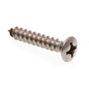#12 x 1-1/4 in. Grade 18-8 Stainless Steel Phillips Drive Oval Head Self-Tapping Sheet Metal Screws (25-Pack)