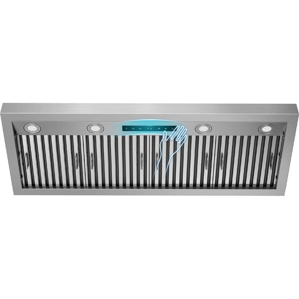 48 in. Insert Ducted Range Hood in Stainless Steel with 1200 CFM, 4-Speed Settings and Gesture Sensing