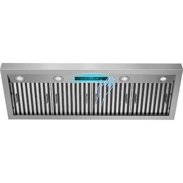48 in. Insert Ducted Range Hood in Stainless Steel with 1200 CFM, 4-Speed Settings and Gesture Sensing