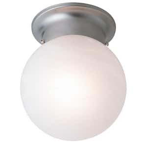 Dash 6 in. 1-Light Brushed Nickel Flush Mount Ceiling Light Fixture with Marbleized Glass