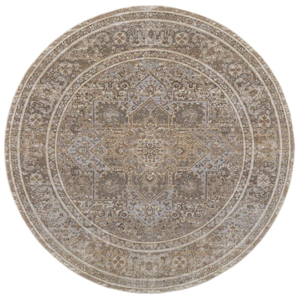 8 ft. Round Brown and Ivory Medallion Area Rug price history on PriceWatchPro