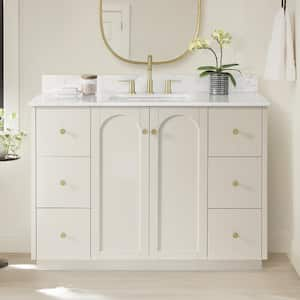 Anabelle 48 in. W x 22 in. D x 35 in. H Single Sink Bath Vanity in Soft Grey with Engineered Marble Carrara Top