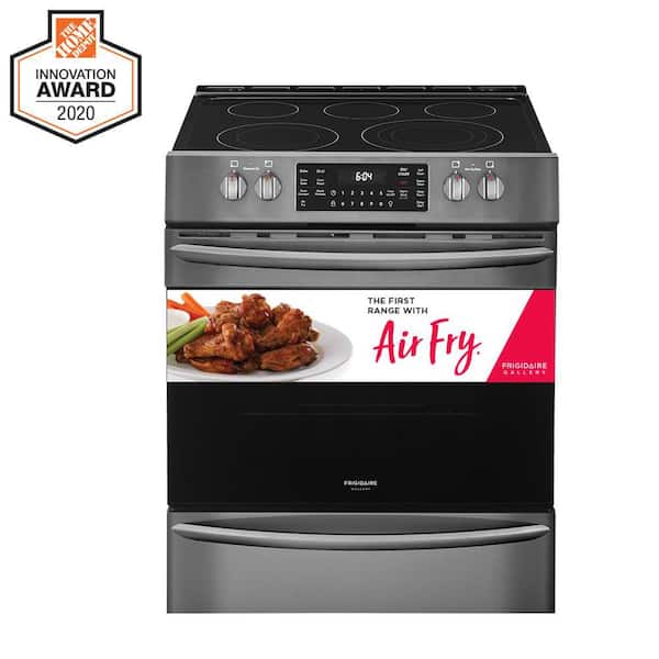 Frigidaire 30 in. 5 Element Slide-In Electric Range in Black Stainless Steel with Convection and Air Fry