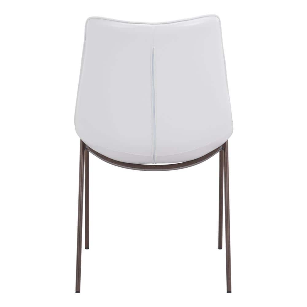Magnus Transitional High Side Chair in White & Walnut with Metal Legs
