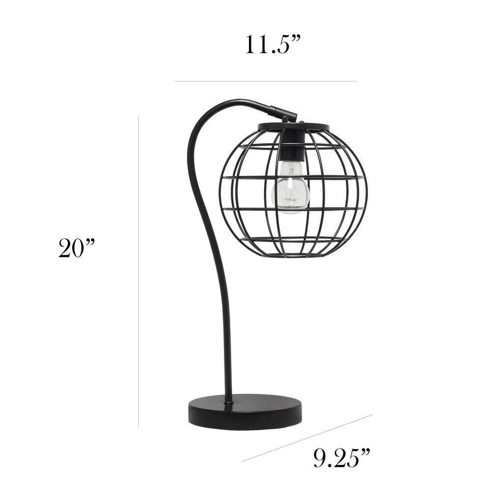 Black Metal Cage Industrial Table Lamp, 20-inch