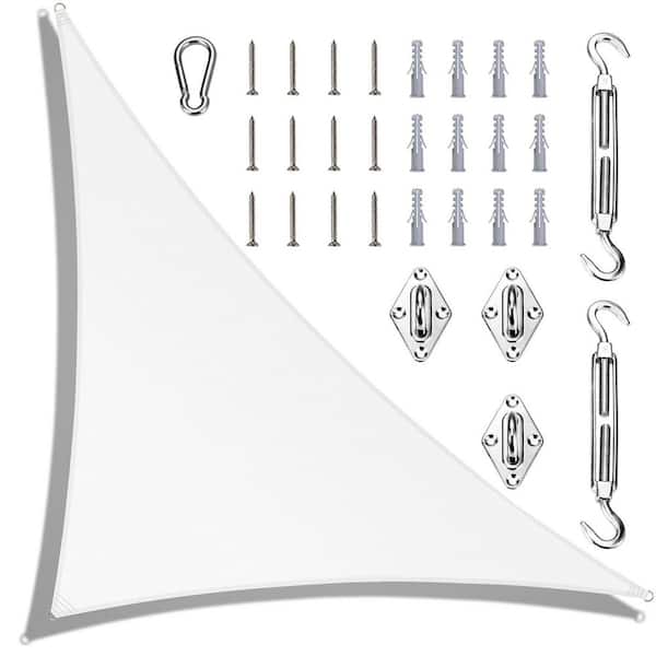 16 ft. x 16 ft. x 22 ft. Right Triangle Sun Shade Sail with Hardware Kit-White