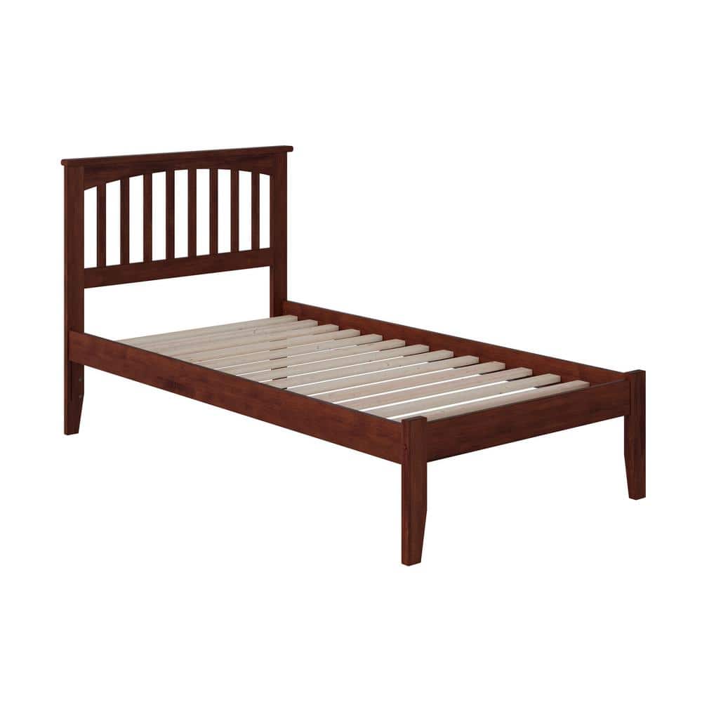 Twin Walnut Mission Wood Platform Bed with Headboard