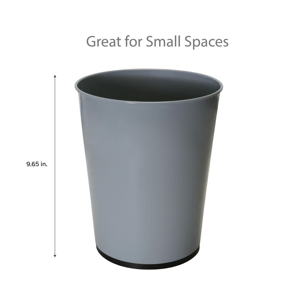 Gray Stainless Steel 5-Liter Round Wastebasket