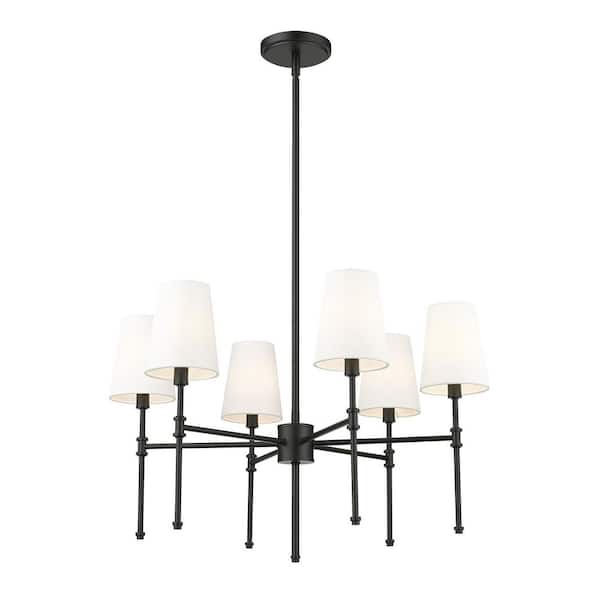 Adorra 6 light Matte Black Chandelier Ceiling Light