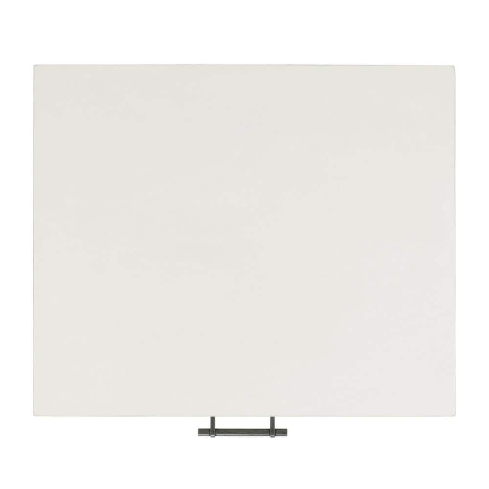 Chevron-Inspired Distressed White Wood & Metal Accent Table with Storage