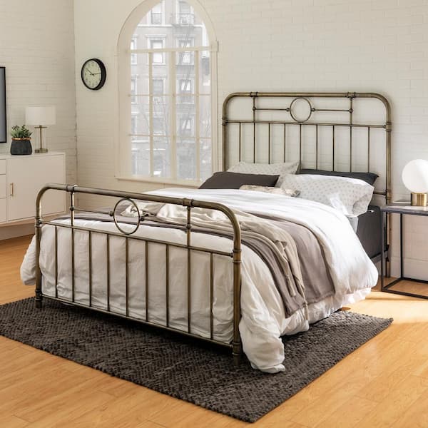 Walker Edison Furniture Company Rustic, Metal Bed Frame For Queen Bed