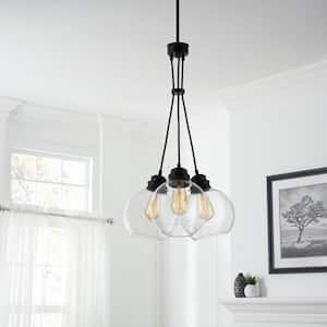 Kent 3-Light Aged Bronze Chandelier with Clear Glass Globes