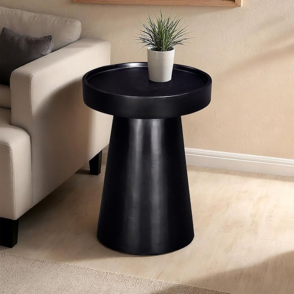 PRIMO INTERNATIONAL Zinnia 16 in. Black Oval Wood Pedestal End / Side Table