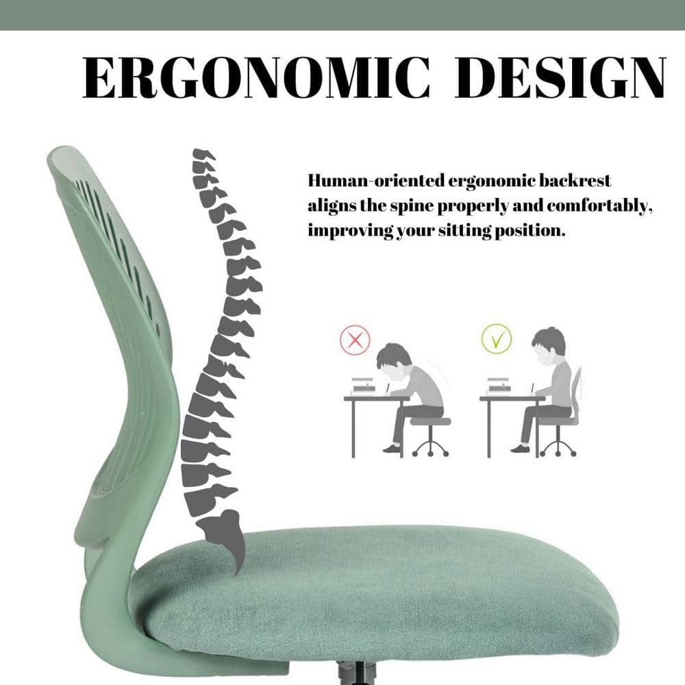 Aqua Mesh and Fabric Armless Swivel Task Chair