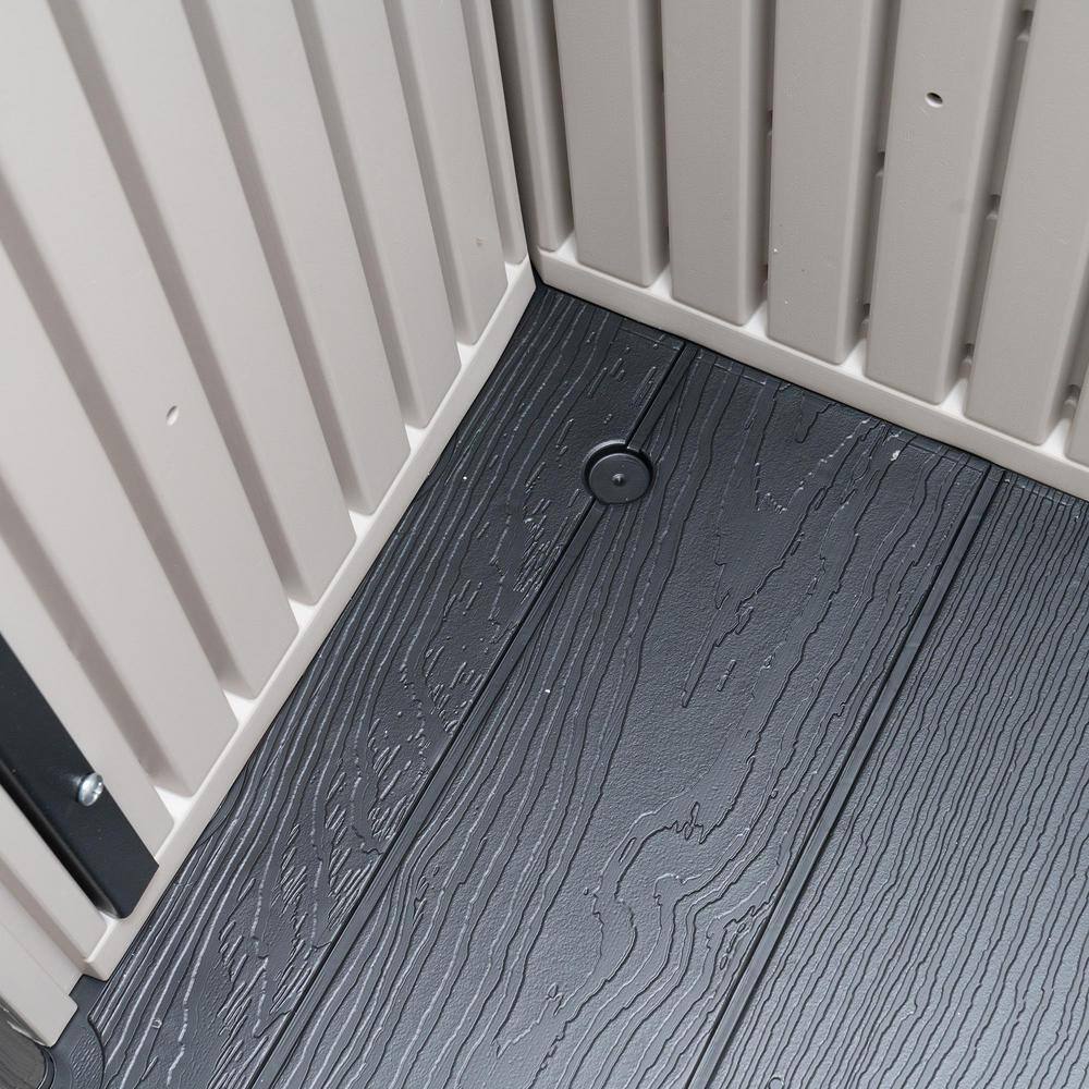 Gray Resin Double Door Storage Shed with Shelving