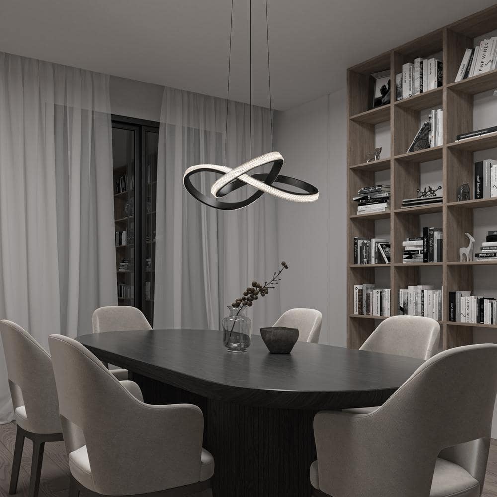 Morgan 30-Watt 1 Light Black Modern 5 CCT Integrated LED Pendant Light Fixture for Dining Room or Kitchen price history on PriceWatchPro