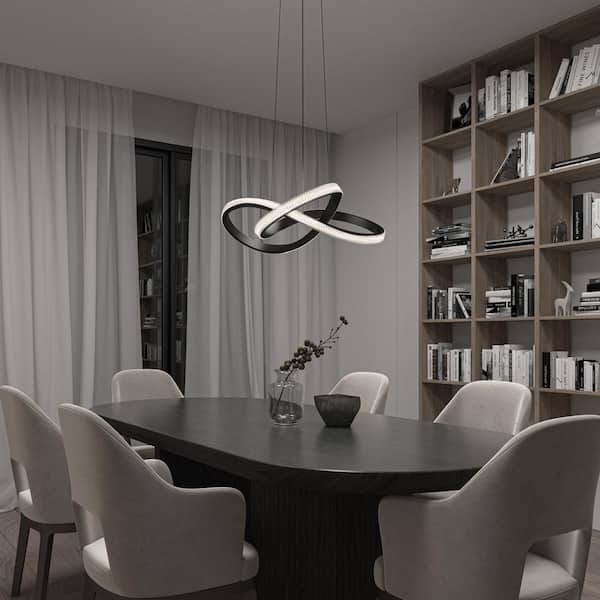 Artika Morgan 30-Watt 1 Light Black Modern 5 CCT Integrated LED Pendant Light Fixture for Dining Room or Kitchen