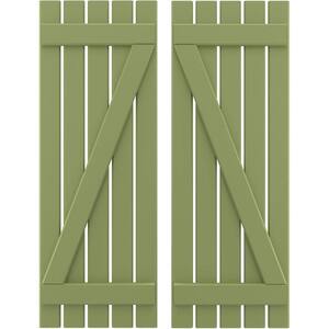 19-1/2 in. W x 36 in. H Americraft 5-Board Exterior Real Wood Spaced Board and Batten Shutters with Z-Bar in Moss Green