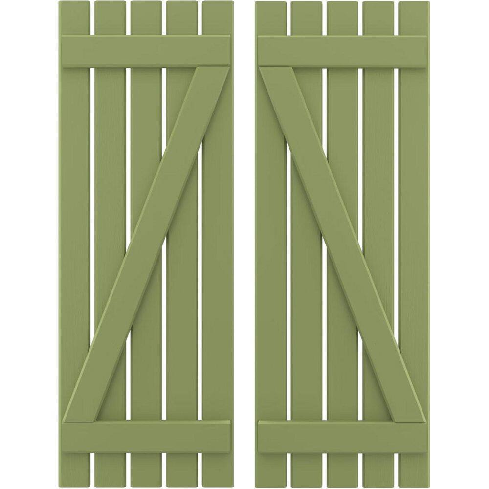 19-1/2 in. W x 55 in. H Americraft 5 Board Exterior Real Wood Spaced Board and Batten Shutters with Z-Bar Moss Green price history on PriceWatchPro