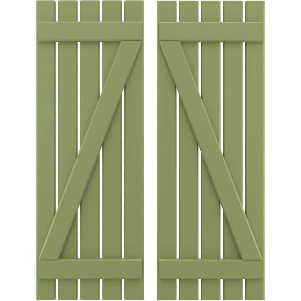 19-1/2-in W x 78-in H Americraft 5 Board Exterior Real Wood Spaced Board and Batten Shutters w/Z-Bar Moss Green price history on PriceWatchPro