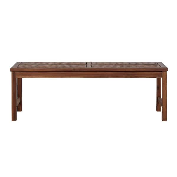 Walker Edison Furniture Company Dark Brown Acacia Wood Modern Patio Dining Bench HDWB53VINDB