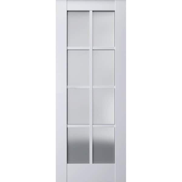 32 in. x 34 in. Solid Wood Frosted glass White Interior Door Slab