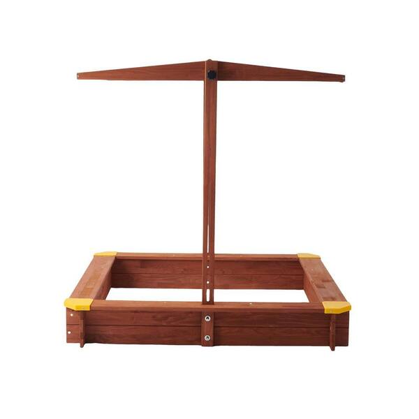 3.87 ft. W x 3.87 ft. L Wood Square Sandbox with Adjustable Canopy