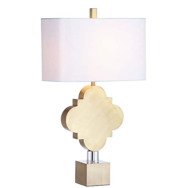 Safavieh Marina Trellis 31 5 In Gold Quadrefoil Table Lamp With White Shade Tbl4005a The Home Depot Safavieh Marina Trellis 31 5 In Gold, Marina Table Lamp