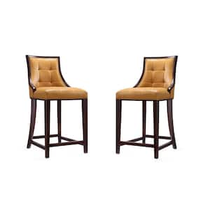 Fifth Ave 39.5 in. Camel Beech Wood Counter Height Bar Stool with Faux Leather Seat (Set of 2)