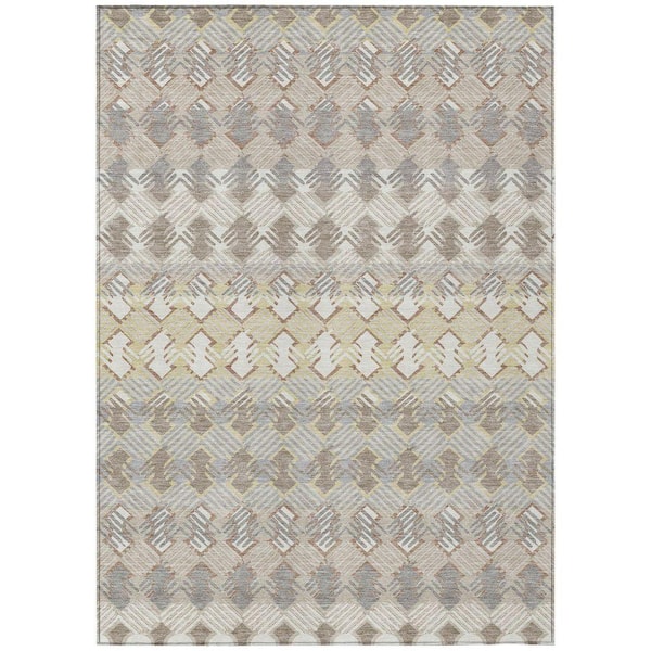 Chantille Machine Washable Indoor/Outdoor Abstract ACN2773 Ivory 8 ft. x 10 ft. Area Rug