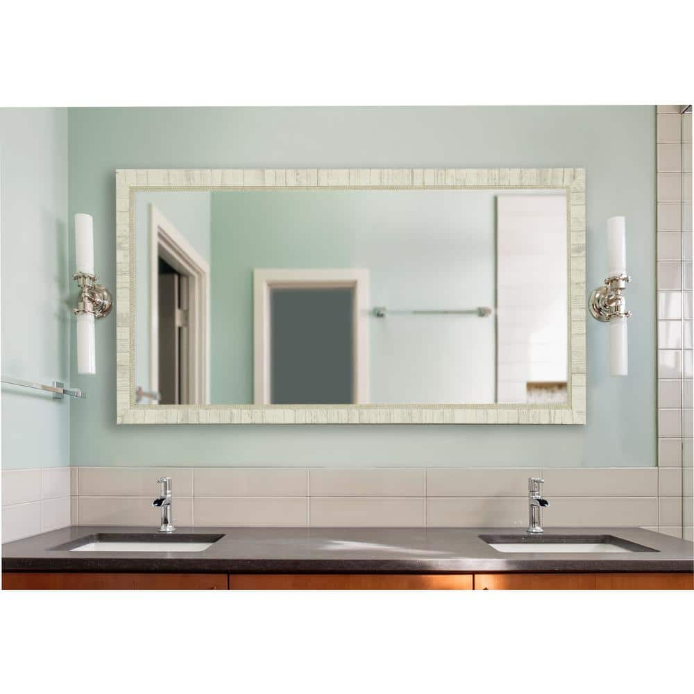 30 in. W x 65 in. H Framed Rectangular Bathroom Vanity Mirror in Ivory