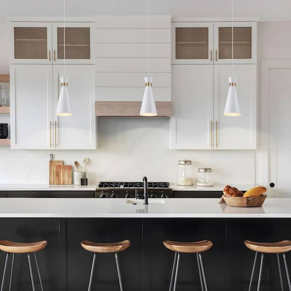 Modern Frosted Glass Pendant Light – White Globe, Gold E26 Socket, Hanging Ceiling Fixture For Kitchen Island - View #5