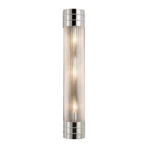 Willard 24-in 3 Light 60-Watt Polished Nickel/Prismatic Glass Vanity Light