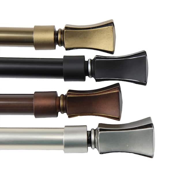 Rod Desyne 18 in. - 28 in. Telescoping Single Curtain Rod Kit in Antique Brass with Fort Finial