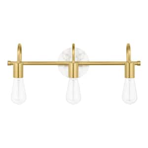 Hensley 21 in. 3-Light Gold and Faux Marble Bathroom Vanity Light Fixture