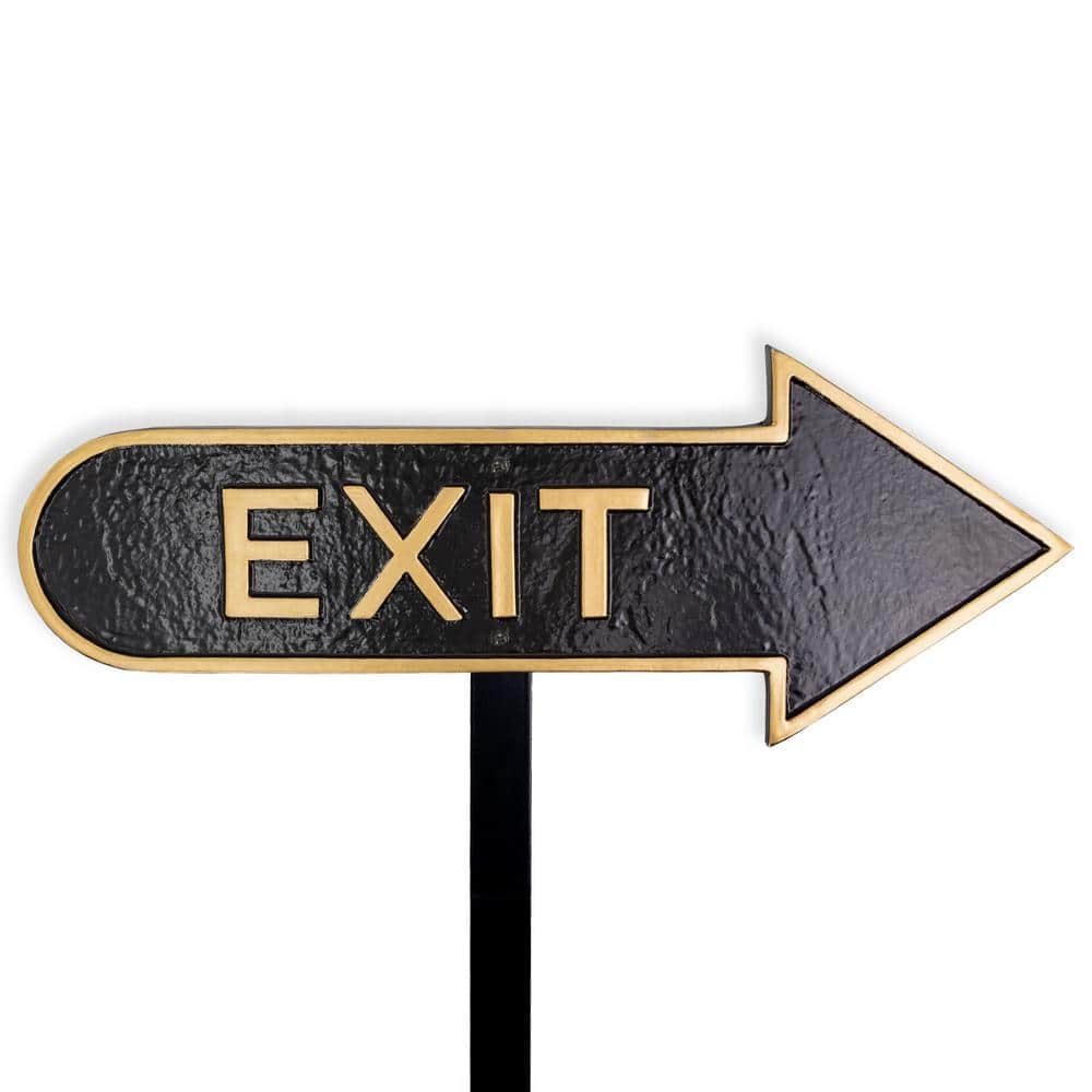 "6"" x 15.5"" Right Arrow Exit Statement Plaque Sign with Lawn Stake-Black/Gold" product image for price tracking