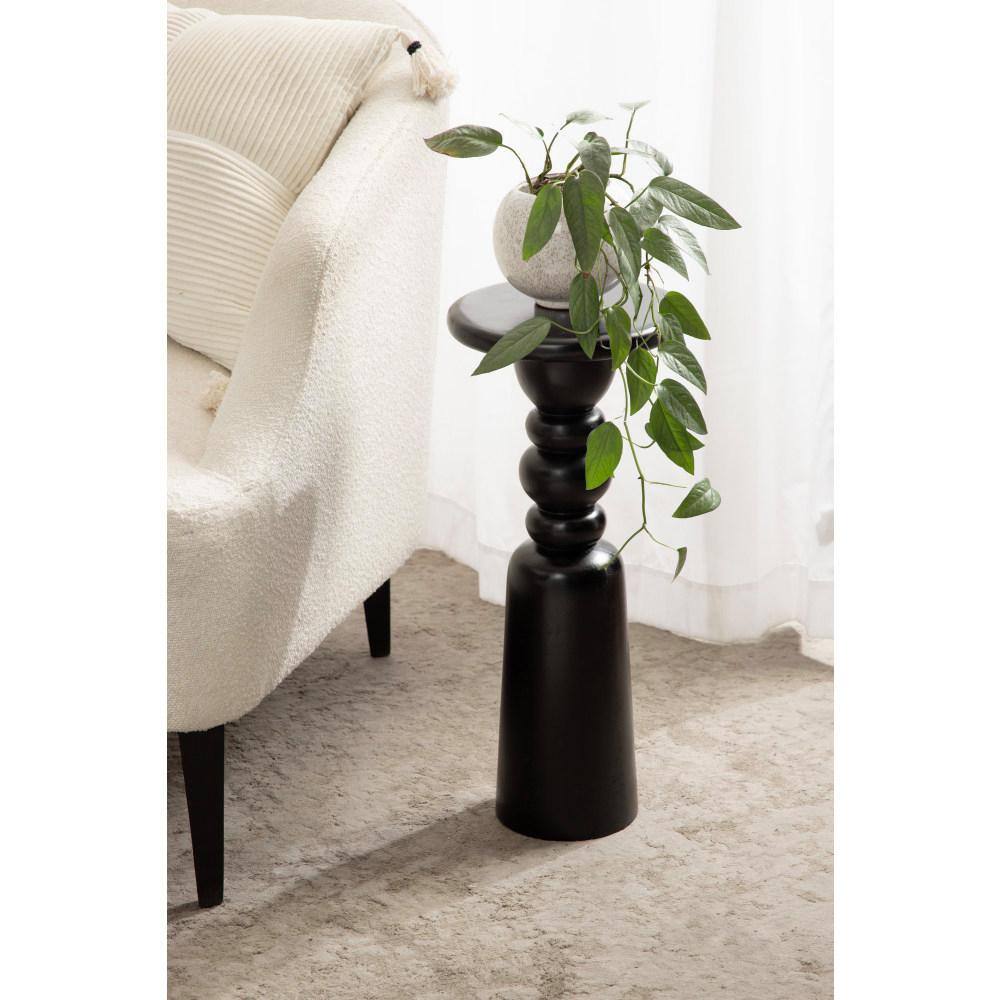 Tirollo Black Solid Mango Wood Round Accent Table